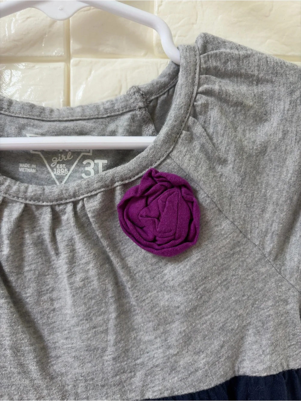 OshKosh B'gosh Gray, Navy & Purple Tiered Short Sleeve Tee